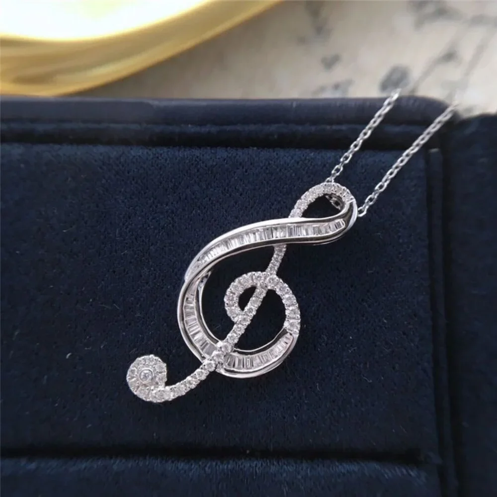 Music Necklace silver floral